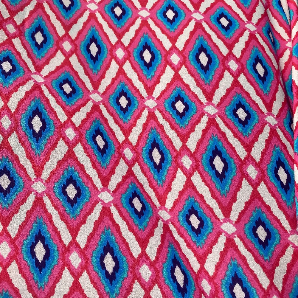 Peach Love California tunic top pink blue diamond pattern Small - Picture 13 of 16